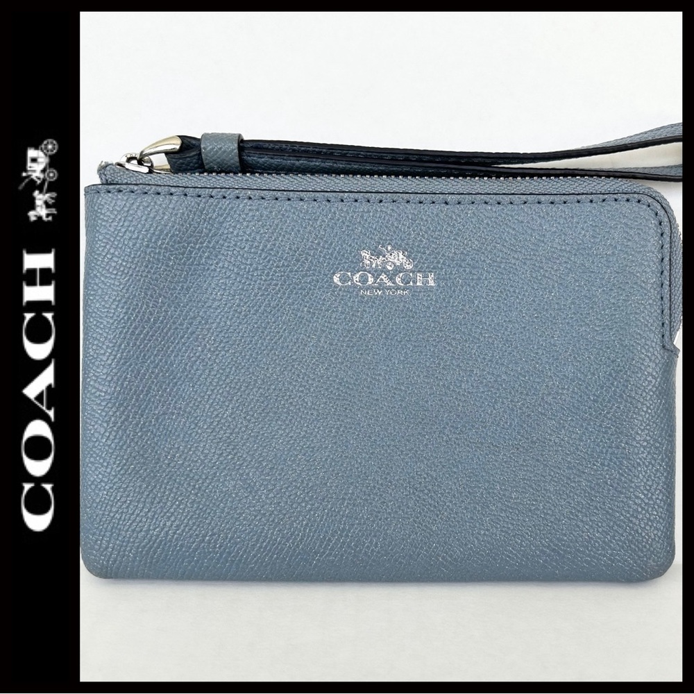 Coach Glitter Zip Wristlet 15154 in Crossgrain Leather